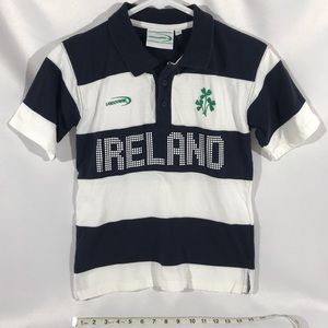 Striped Ireland Rugby Shirt Kids Navy & White
